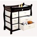 Sleigh Style Changing Table with Baskets