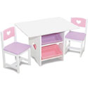 Heart Table and Chair Set with Pastel Bins