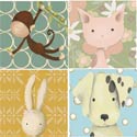 Animal Babies Stretched Art