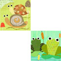 Friendly Frogs & Swirly Snails Stretched Art