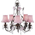 Pink Glass Bead Pink 'n Mocha Flower Garden Chandelier