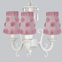 Pink Petal Flower 3 Arm Scroll Chandelier
