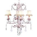 Pink 'n Green Flower Border 4 Arm Valentino Chandelier