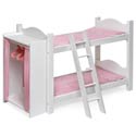 Doll Bunk Bed with Ladder and Storage Armoire