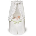 White Empress Round Baby Bassinet with Gingham Belts