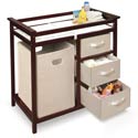 Modern Changing Table with 3 Baskets and Hamper
