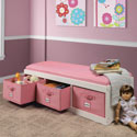 Cushioned Bench with Storage Baskets