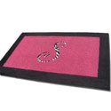 Rectangle Border Rug with Animal Print Initial