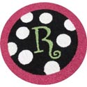 Round Polka Dots Initial Bordered Rug