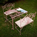 Opulent Glass Table and Bench Set