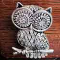 Metal Owl Knob with Swarovski Crystal