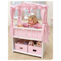 Doll Crib With Canopy And Fabric Baskets