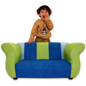 Fancy Blue 'n Green Microsuede Sofa