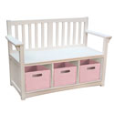 Classic White Storage Bench with Bins