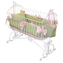 Pink and Green Polka Cradle Bedding