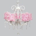 Pink Feather 5 Arm Grace Chandelier