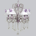 Lavender Rose 5 Arm Whimsical Chandelier