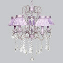Lavender Ruffled 5 Arm Whimsical Chandelier