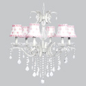 Pink Petal Flowers 6 Arm Glitz Chandelier