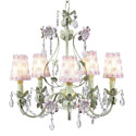 Pink and Green 5 Arm Flower Garden Chandelier