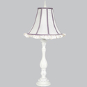White & Lavender Trimmed Lotus Lamp