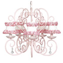 Pink Rose Trim Carriage Chandelier