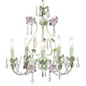 Pink 'n Green 5 Arm Flower Garden Chandelier