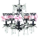 Zebra Pink Bow Chandelier