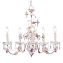 Pink 5 Arm Crystal Flower Chandelier