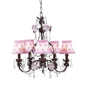 Pink and Mocha 5 Arm Flower Garden Chandelier