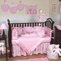 Pink Chenille Crib Bedding Set