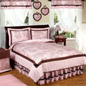 Pink & Brown Toile Twin Bedding