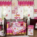 Butterfly Pink and Orange Crib Bedding