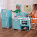 Blue Retro Kitchen and Refrigerator