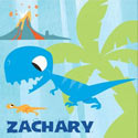 Personalized Blue Dinosaur Canvas Art
