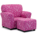 Candy Pink Paisley Club Chair and Ottoman