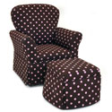 Pink Chocolate Dots Skirted Rocker and Ottoman
