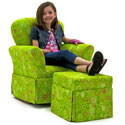 Lime Circles Skirted Rocker and Ottoman