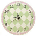 Pink & Green Harlequin Wall Clock