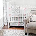 Personalized Stella Gray 3 Piece Crib Bedding Set