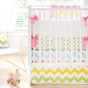 Personalized Zig Zag Baby Crib Bedding in Rainbow