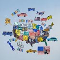 License Plate USA Map Wall Decal