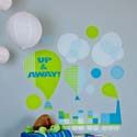 Modern Train and Balloons Wall Decal