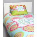 Aqua Paisley Personalized Bedding