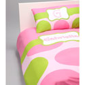 Pink & Green Dot Personalized Bedding