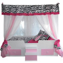 Pink Zebra Princess Canopy Bed