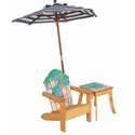 Outdoor Chair with Umbrella and Side Table