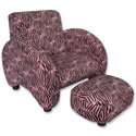 Zebra Velour Chair with Ottoman