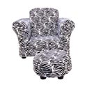 Black and White Zebra Club Chair with Ottoman