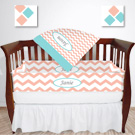 Personalized Mod Chevron Crib Bedding Set
